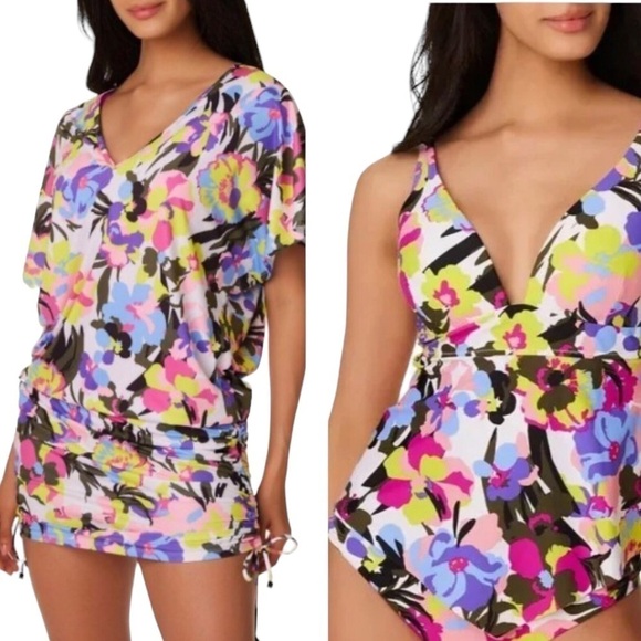 Bar III Tankini And Cover Up 3 Piece Set Paradise Garden Floral Size XS - Picture 1 of 12